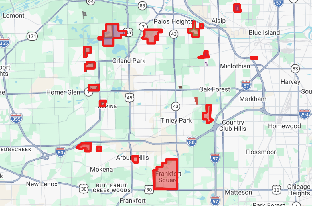 image of map of showing residential waste and recycling service area